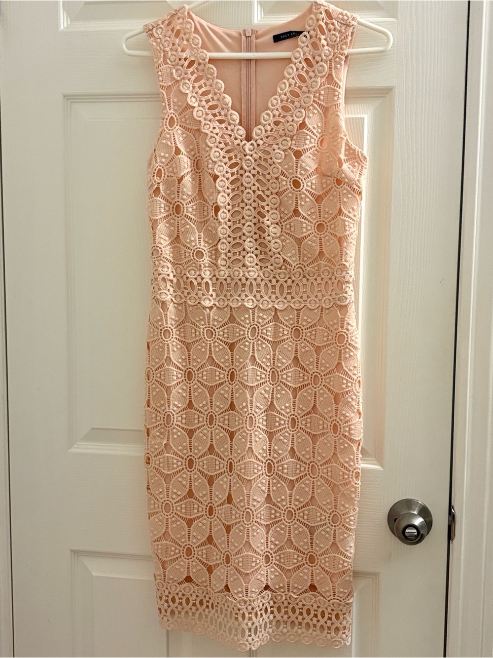 Peach Lace Midi Dress